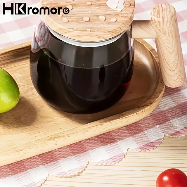 Cana auto-amestecătoare pentru cafea 400 ml din sticlă borosilicată