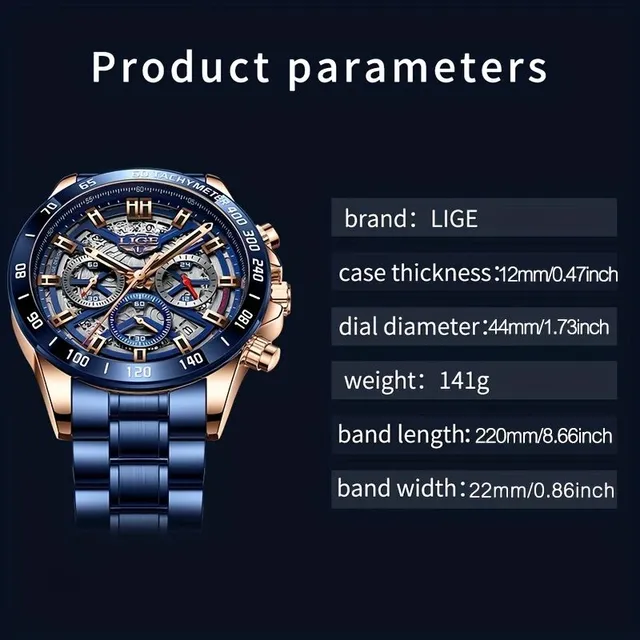 Luxurious waterproof men's watch with chronograph and breathing design - Top brand, ideal gift