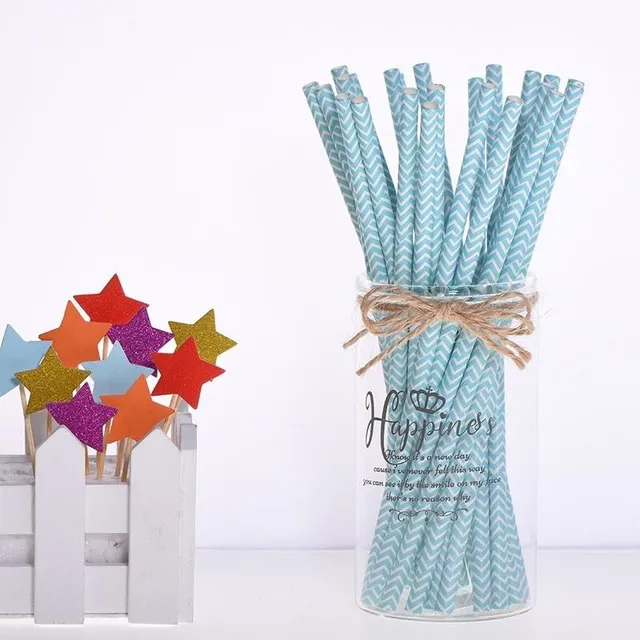 Paper straw with pattern 25 pcs