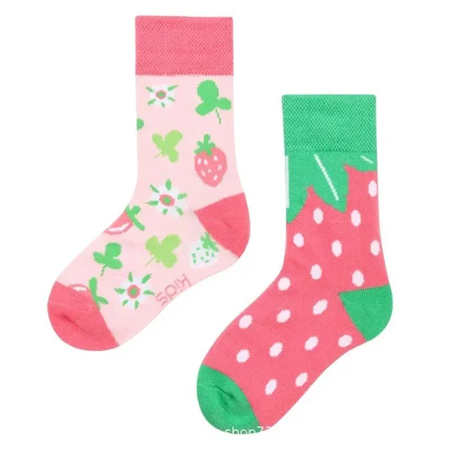 Baby color socks with cute cartoons - medium-high cotton socks