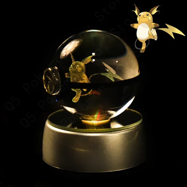 Cute Pokéball-shaped 3D table lamp with Pokémon motif