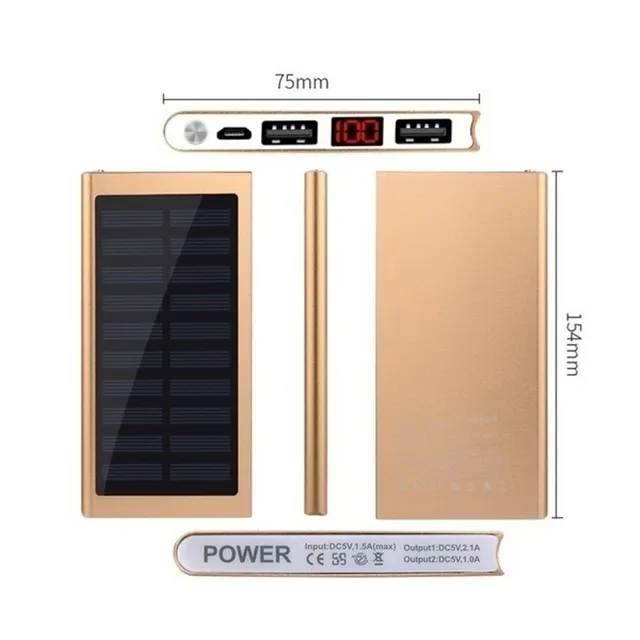 Powerbank solară fără fir cu încărcare USB
