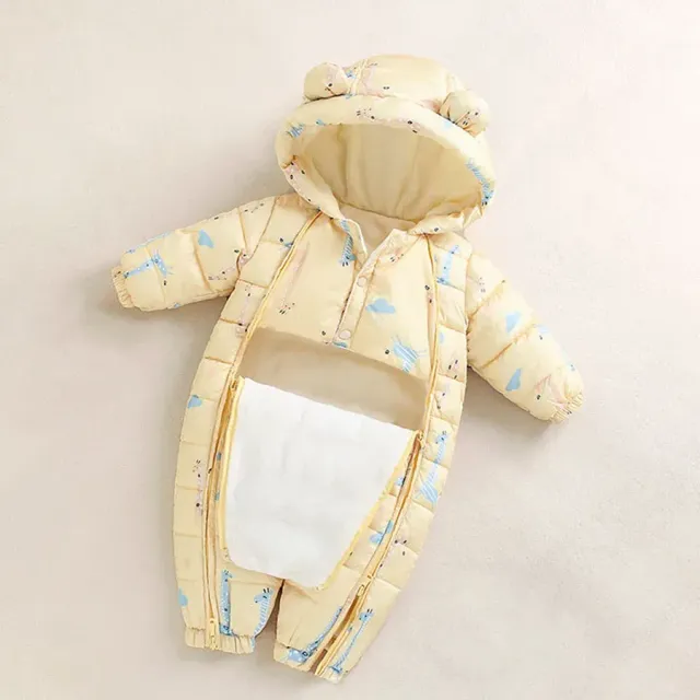 Combinaison automne/hiver pour bébé en coton épais avec capuche et manches longues