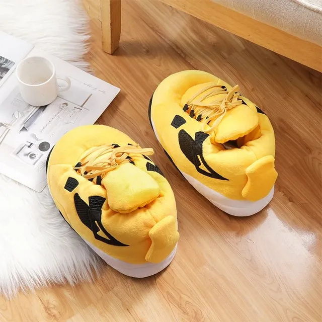 Cute homemade plush slippers with lace