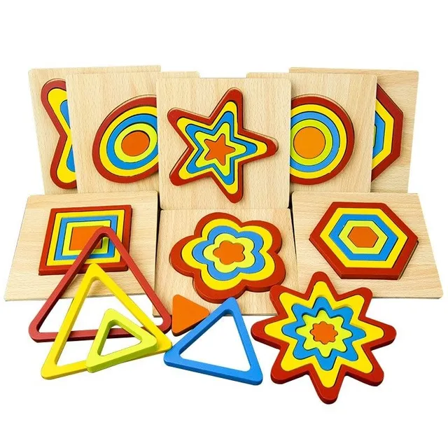 Wooden insert puzzle geometric shapes