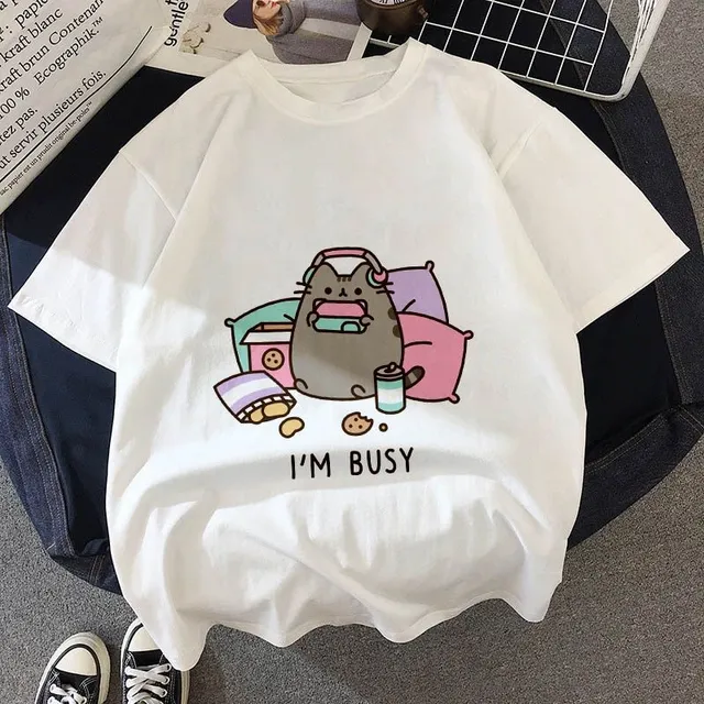 Cute kawaii t-shirt with favorite cat for kids