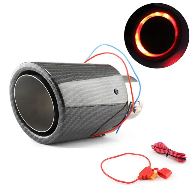 Auto Accessories 63-65mm Carbon Fiber Color Car Exhaust Muffler Pipe Tip with LED Light Muffler Exhaust Car Accessories