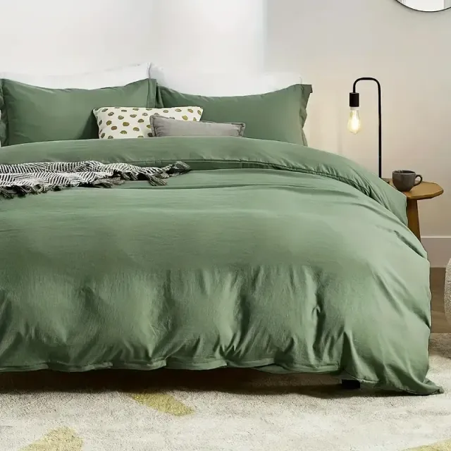 2/3-part single-color sheets on the duvet (1 coating on the duvet + 1/2 cushion coating), Pleasant on the skin, Microfiber, For all seasons, Do bedroom or dorm (without filling)