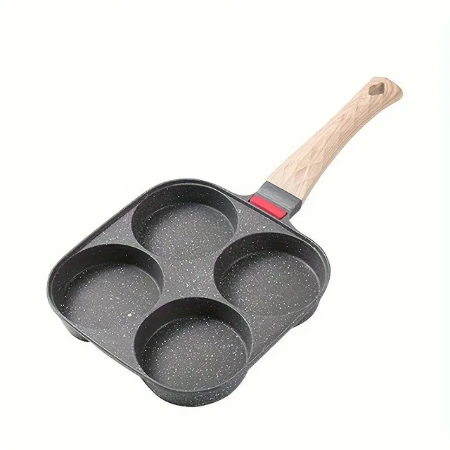 4-fold omelet pan with non-sticky surface and lid