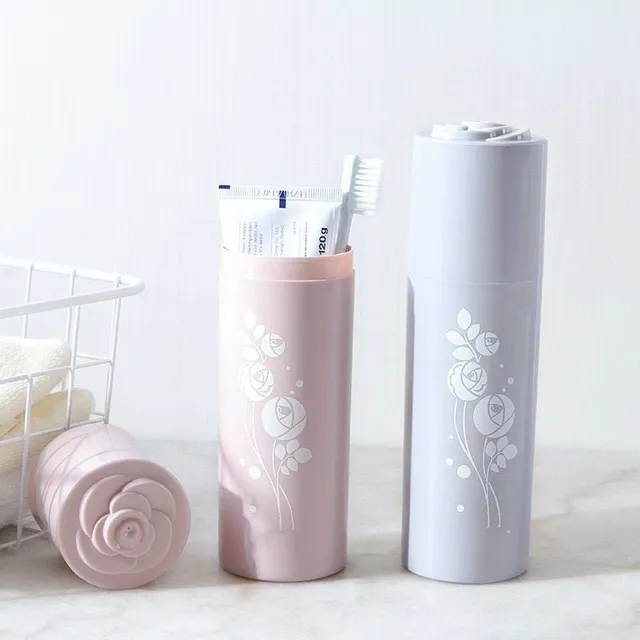 Case for toothpaste and toothbrush with rose