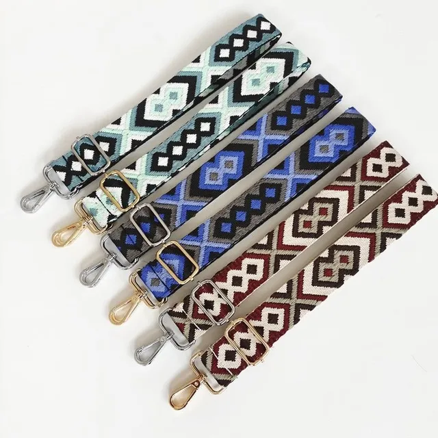 Luxury handbag strap with adjustable length with Aztec design - more variants Edwin