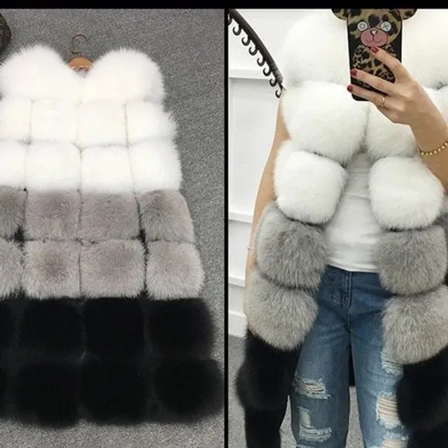 Luxurious ladies fur three-colour vest LUX