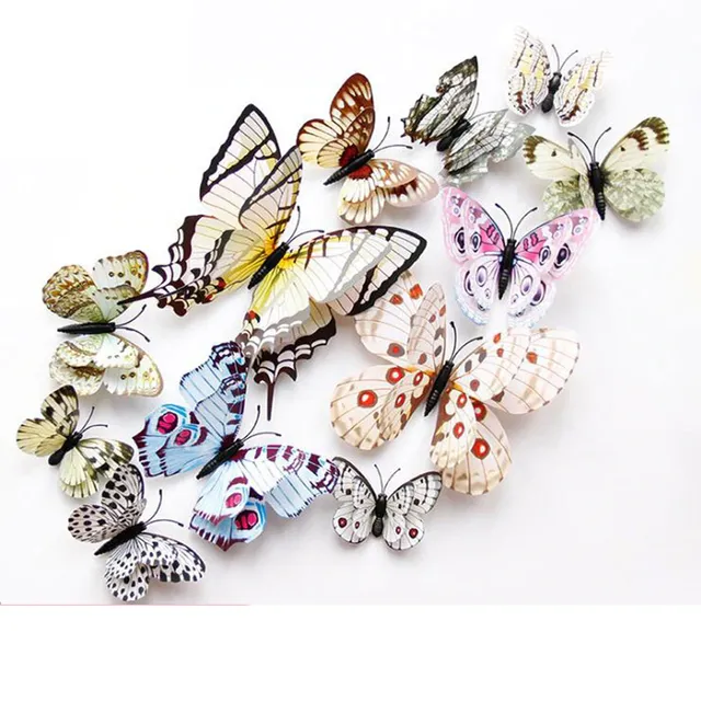 Set of decorative colourful butterflies - 12 pcs