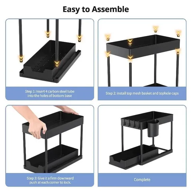 Multifunctional sliding organizer under the sink - Effective storage space under the locker and drawer basket for kitchen and bathroom