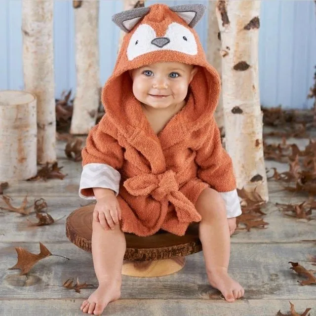 Baby bathrobe with hood and motifs of animals 27