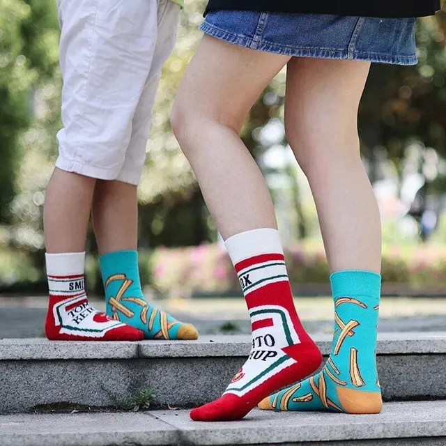 Baby color socks with cute cartoons - medium-high cotton socks
