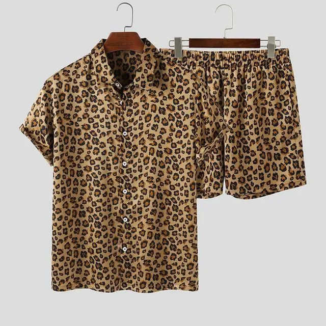Men's summer set with leopard printing