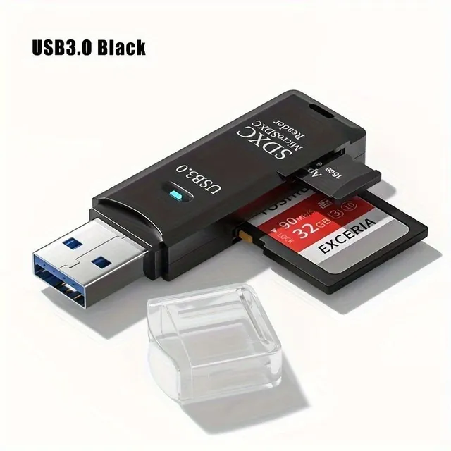 Čtečka karet SD a Mini SD/TF (USB 3.0/2.0) pro přenos fotek z fotoaparátu do počítače