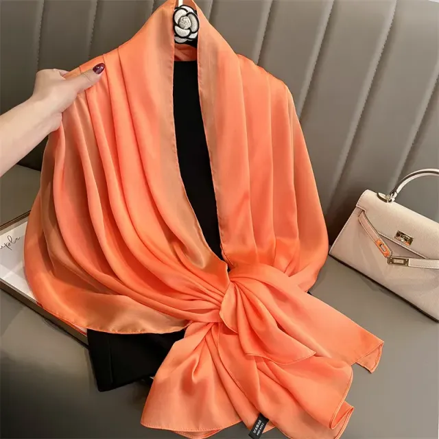 Fashionable satin scarf with a size of 90x180 cm for women