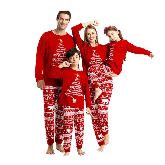 Family themed Christmas pyjamas with tree
