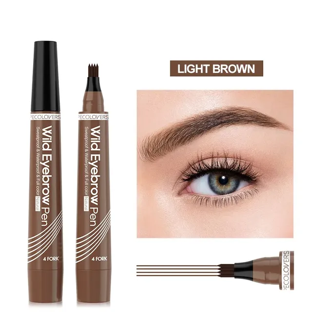 Practical waterproof eyebrow pencil with four spikes for realistic eyebrow appearance