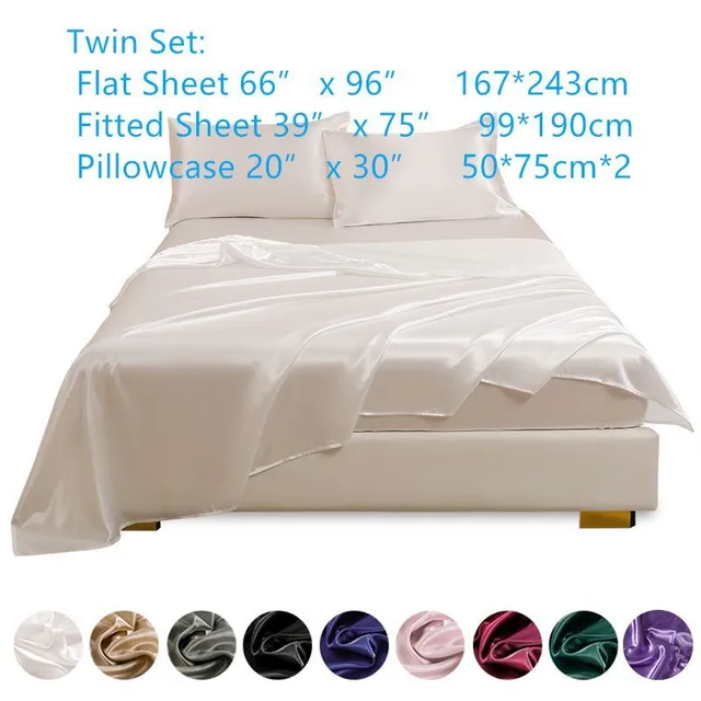 4ks Luxusné saténové plachty - Hodvábny mäkký na spanie pre spálňu a izbu pre hostí