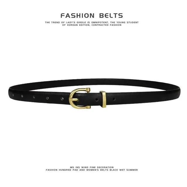 Thin metal belt with gold buckle