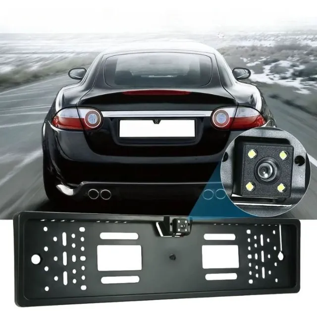 License plate frame with parking camera