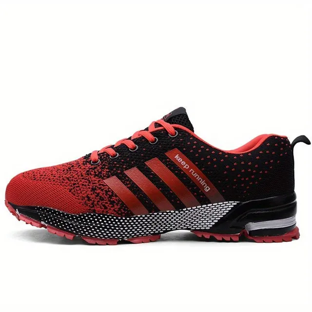 Men's striped breathable lace meshed sneakers in various colors, light running shoes and outdoor activities