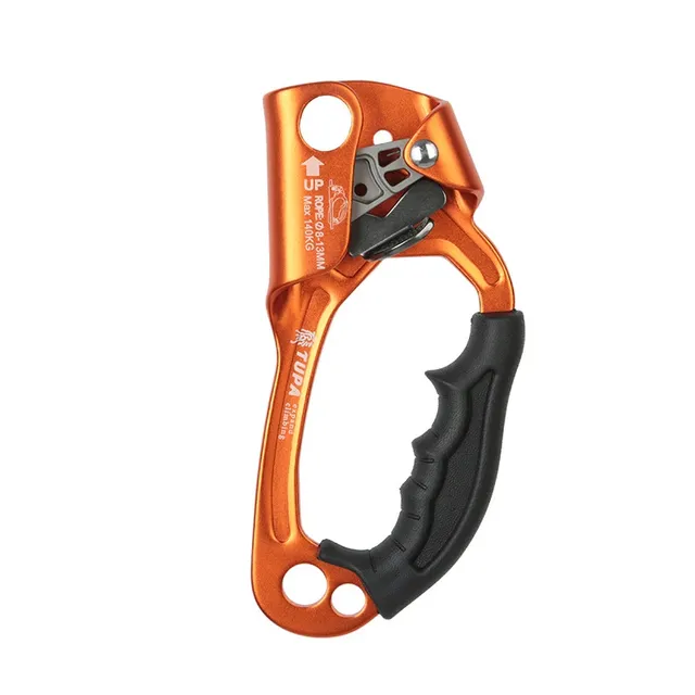 Climbing hand-held ascender for ropes 8-13 mm of aluminium-magnesium alloy