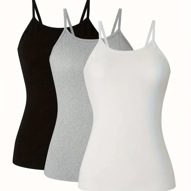 Women's Top with Thin Straps, 3 pieces in a pack, Basic tank top for every day