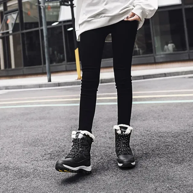 Women's Winter Ankle Shoes Anti-Slip Black Snow Shoes With Shoes