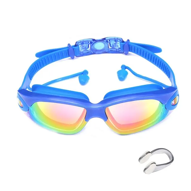 Stílusos úszószemüveg füldugóval + orrcsipesszel