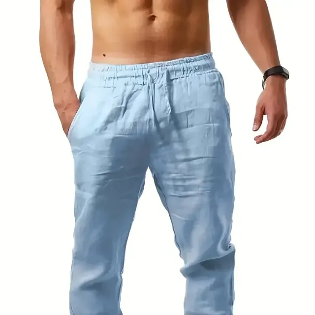 Elegant men's trousers in single-colored design with adjustable waist