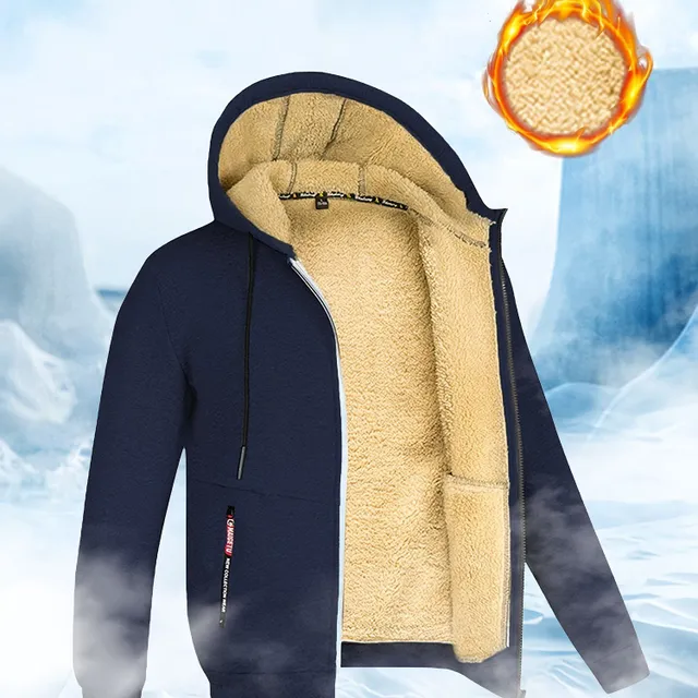 Men's winter sherpa hoodie - warm and stylish with zipper