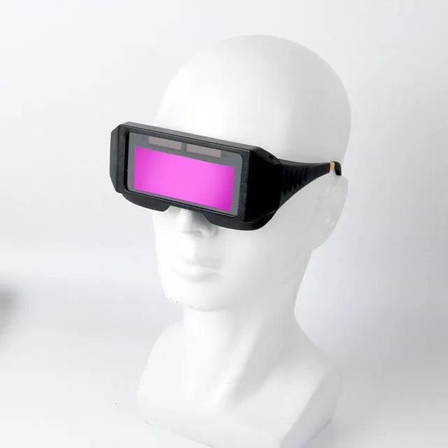 Welding glasses with automatic solar-powered eclipse, optical cleanliness and protective function of automatic dimming