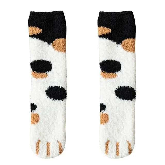 Warm socks in the shape of a paw