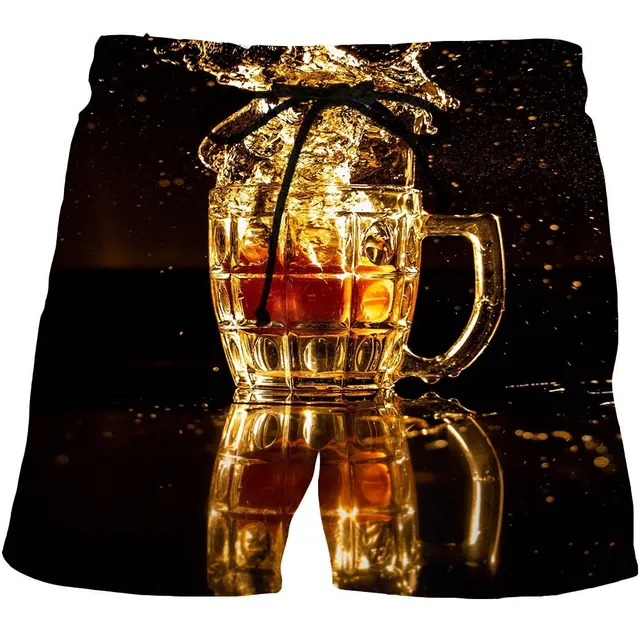 Shorts with original 3D printing for lovers of golden mocha Green M