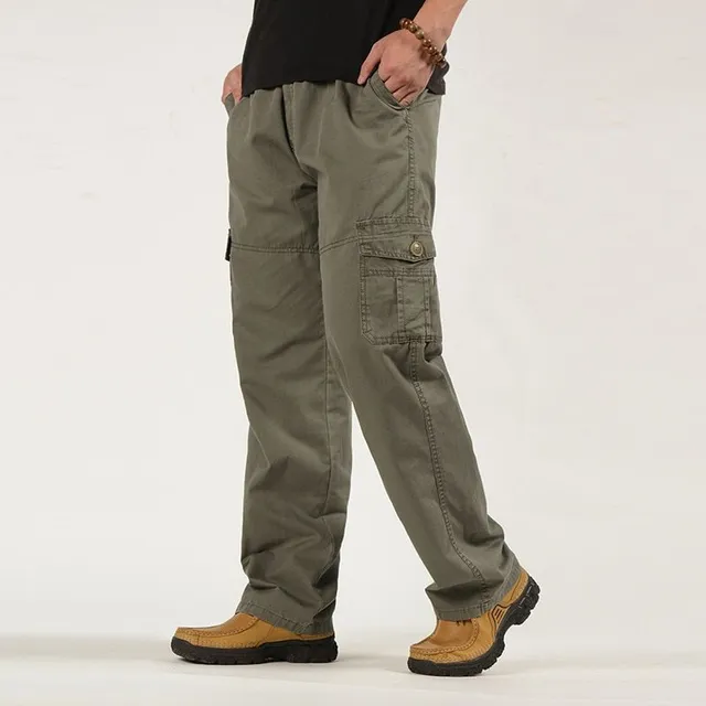 Men's leisure long trousers with cargo pockets