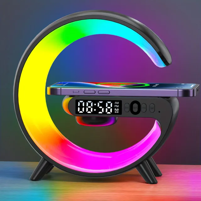 Multifunction Wireless Charging Washer Stand Speaker TF RGB Nightlight 15W Rapid charging station Pro IPhone Samsung Xiaomi