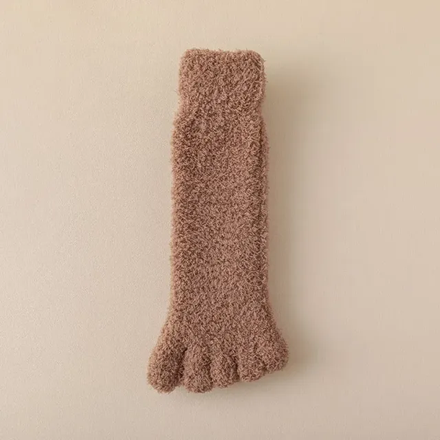 Women's winter socks made of coral fleece with separate fingers at home