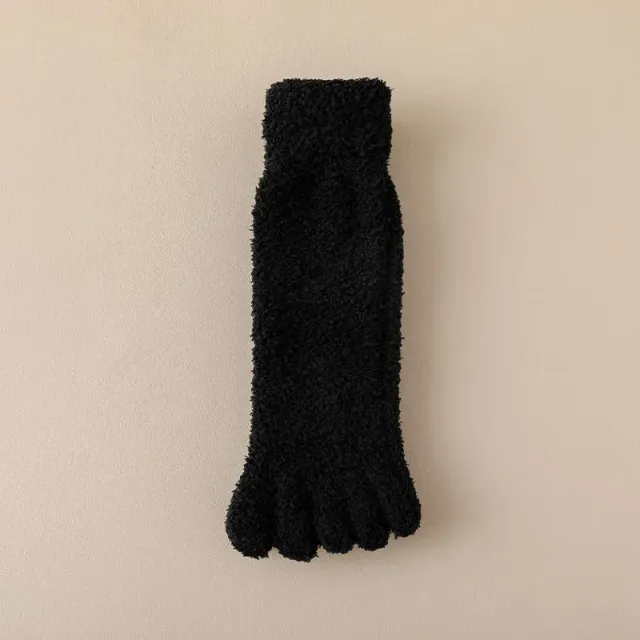 Women's winter socks made of coral fleece with separate fingers at home