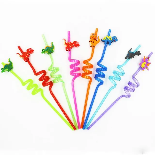 Party straws with dinosaur 8 pcs