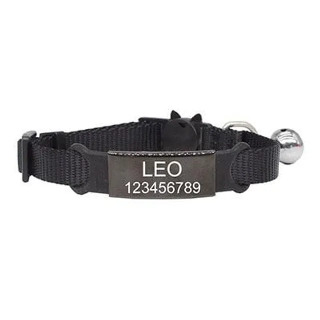 Cat collar with engraving space black-black