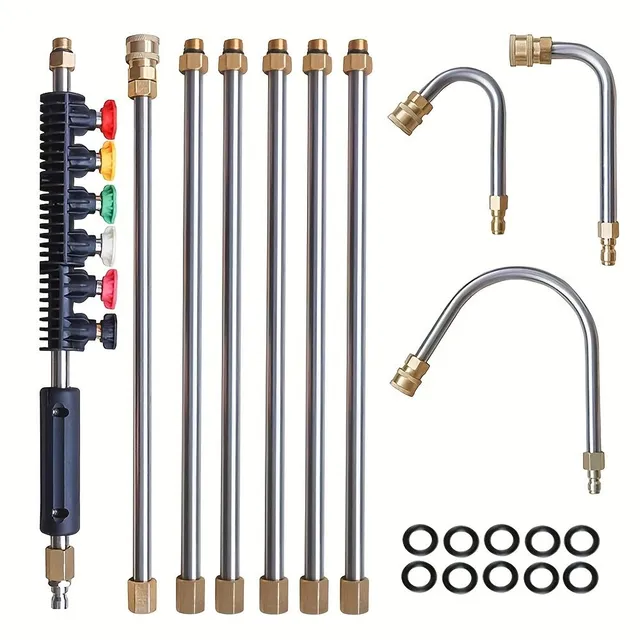 10 pièces de tige d'extension pour nettoyeur haute pression, tige de pulvérisation avec 5 pointes de buses d'atomisation, tige courbée à 120°, 4000PSI