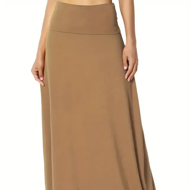 Casual maxi skirt for full-slim - with high waist, simple cut, ideal for spring and summer