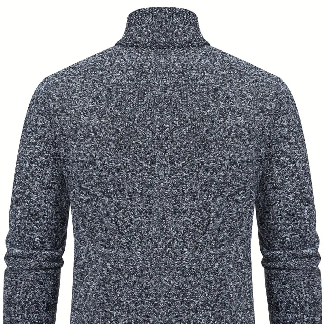 Herren eleganter Strickpullover mit Reißverschluss und leichtem Stretch, Vintage-Stil, leichter Mantel