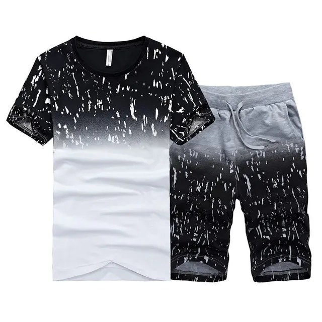 Set bicolore da uomo - T-shirt e pantaloncini - 4 colori