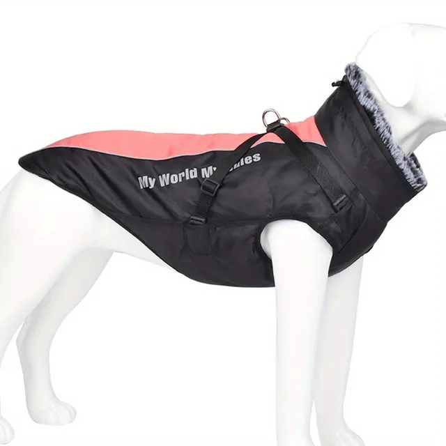 Winter waterproof suit for large dogs with reflective elements