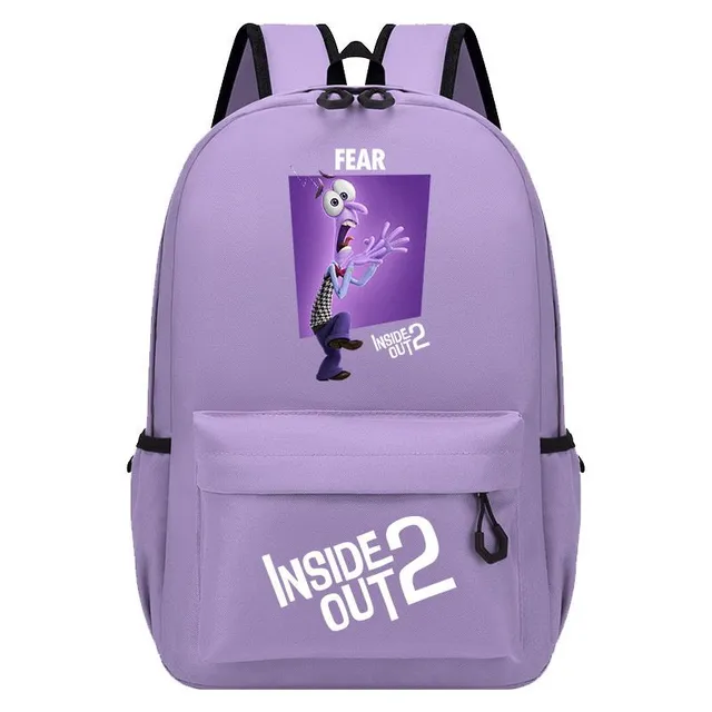 Single-colored school bag with postage pockets with prints in head 2 - Inside Out 2